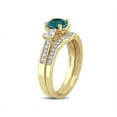 thumbnail image 2 of 4/5 Carat (ctw) Lab-Created Emerald Bridal Wedding Ring Set in 10K Yellow Gold with Diamonds, 2 of 5