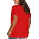thumbnail image 3 of Blusas Umfun para mujer, color liso, cuello redondo, manga corta, blusa informal versátil, color rojo, talla M, 3 of 4