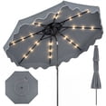 thumbnail image 1 of Costway 9 FT Solar LED Patio Umbrella, Push-Button Tilt & Crank, 24 LED Lights & 8 Ribs Gray, 1 of 1