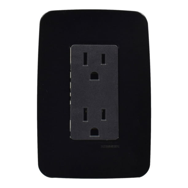 Contacto Dúplex Origen 2 Módulos Negro Con Placa