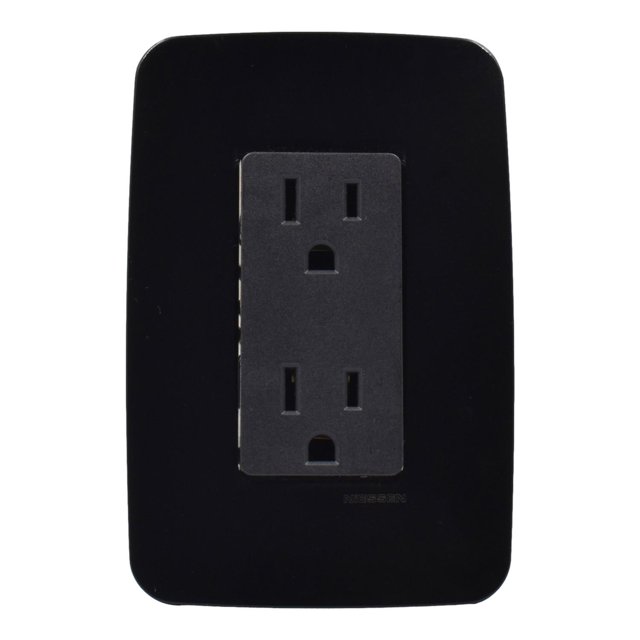 Contacto Dúplex Origen 2 Módulos Negro Con Placa