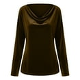 thumbnail image 4 of Yourumao Velvet Tops for Girls Dressy Cowl Neck Shirts Trendy Long Sleeve Blouses Solid Soft Tees Spring Going Out Tshirts, 4 of 5