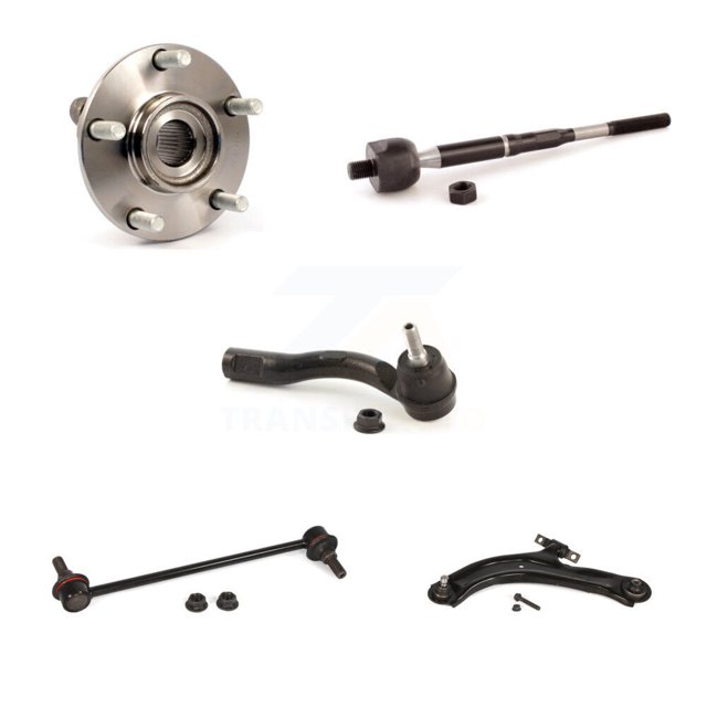 Transit Auto Front Right Hub Bearing Assembly Suspension Lower Control Arm with Ball Joint Outer Inner Tie Rod End & Sway Bar Stabilizer Link Kit (5Pc) for Car 2007-2012 Nissan Sentra 2.5L K7T-106467