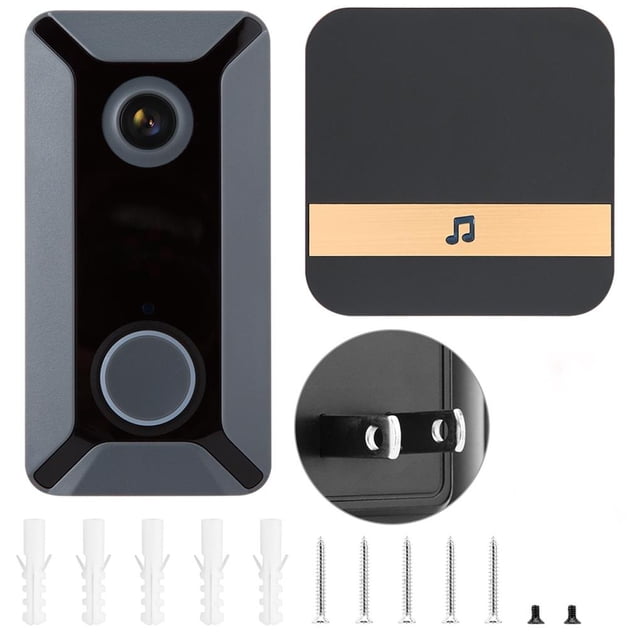 V6 Wifi Timbre 720P Cámara De Video Almacenamiento En La Nube Seguridad Para El Hogar A Prueba De Agua (Gris Ee. Uu. Plug90-250V Inevent AF000374-00