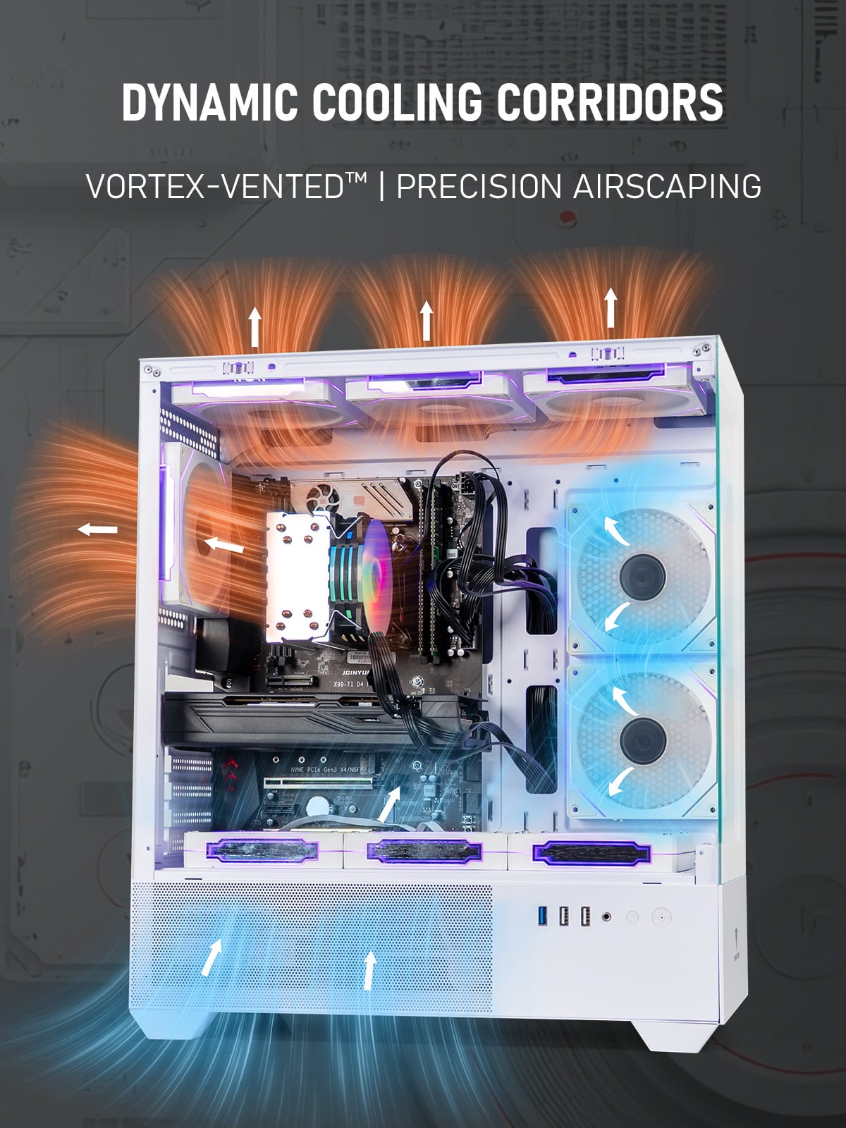 EVOUNIC Gaming PC Computer Desktop, i7 Xeon E5 3.20GHz, GTX 1080 Ti 11GB, 16GB RAM, 512GB SSD+1TB HDD, WiFi6 BT 5.4, ARGB Fan x9, Windows 11 for Gamer,Streaming 650W PSU