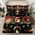 thumbnail image 2 of Homewish Boho Bohemain Theme Queen Sheet Sets,Retro Sun Moon Flat Sheet,Gold Black Queen Fitted Sheet For Teens,Super Cozy Room Decor,4 Pieces, 2 of 7