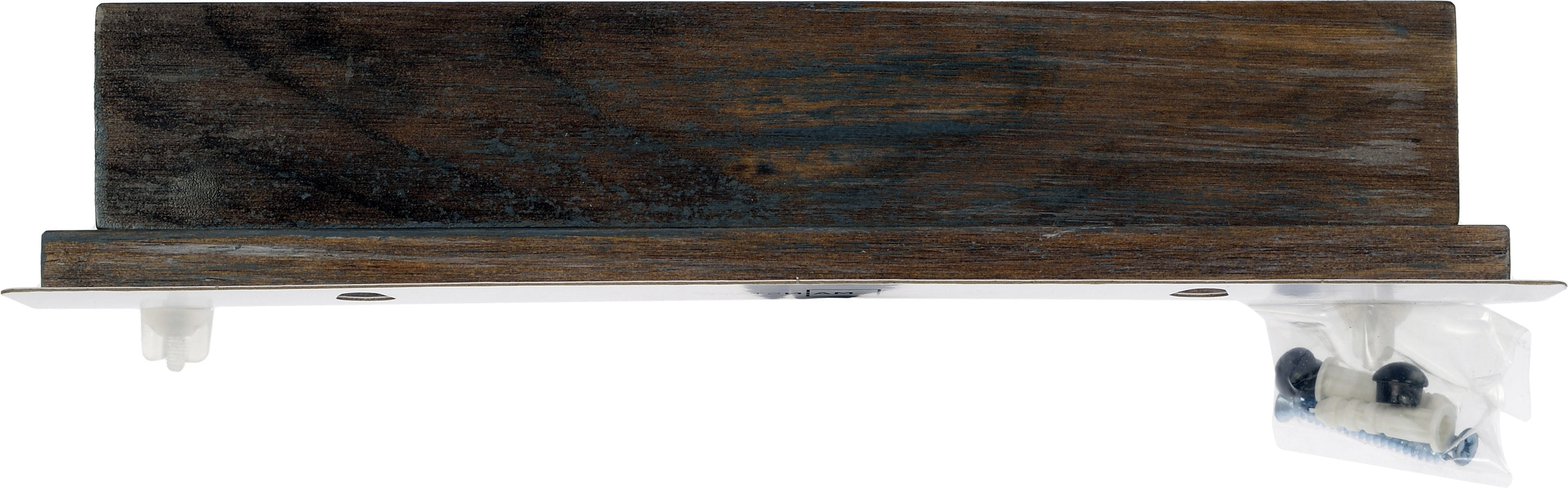 Mainstays 10 Inch Wooden Hookboard with Shelf, 4 Metal Hooks, Includes Mounting Hardware, Antique Grey