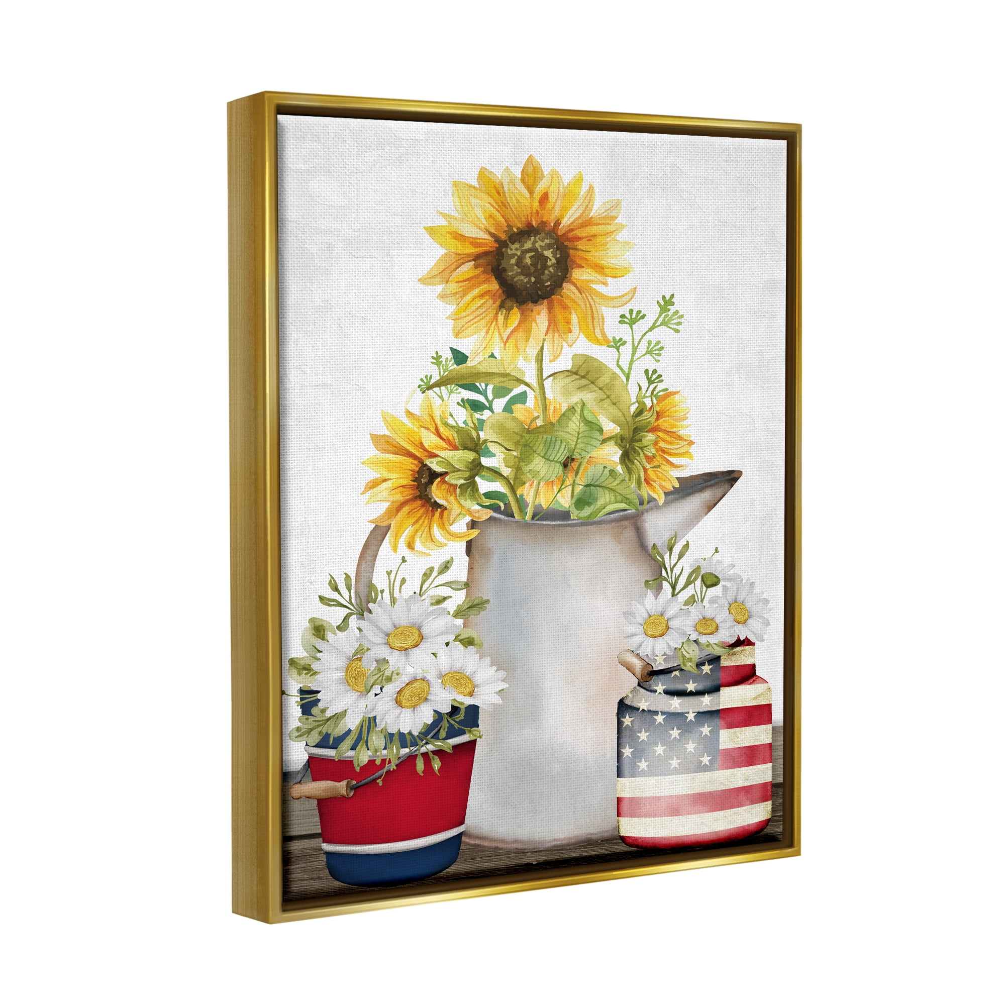 Stupell Industries Americana Flower Bouquets Botanical & Floral Painting Gold Floater Framed Art Print Wall Art, 17 x 21