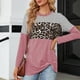 thumbnail image 1 of Top De Manga Larga Camisa de otoño para mujer Top Estampado de leopardo Raya horizontal Estilo sexy Traje de vacaciones Cgtredaw Rosa Xxl para Mujer, 1 of 6