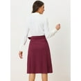 thumbnail image 4 of DARING DIVA Women's A-Line Belted Fall Midi Corduroy Skirt S Burgundy, 4 of 6