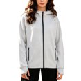 thumbnail image 2 of BaoFuBaoMei Womens Sweatshirt Thumb Holes Plus Size Full Zip up Long Sleeve Hooded Neck Hoodies Solid Fall Winter Tops with Zip Pockets, 2 of 6