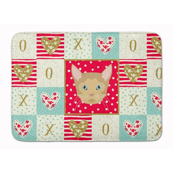 German Rex Cat Love Machine Washable Memory Foam Mat Red