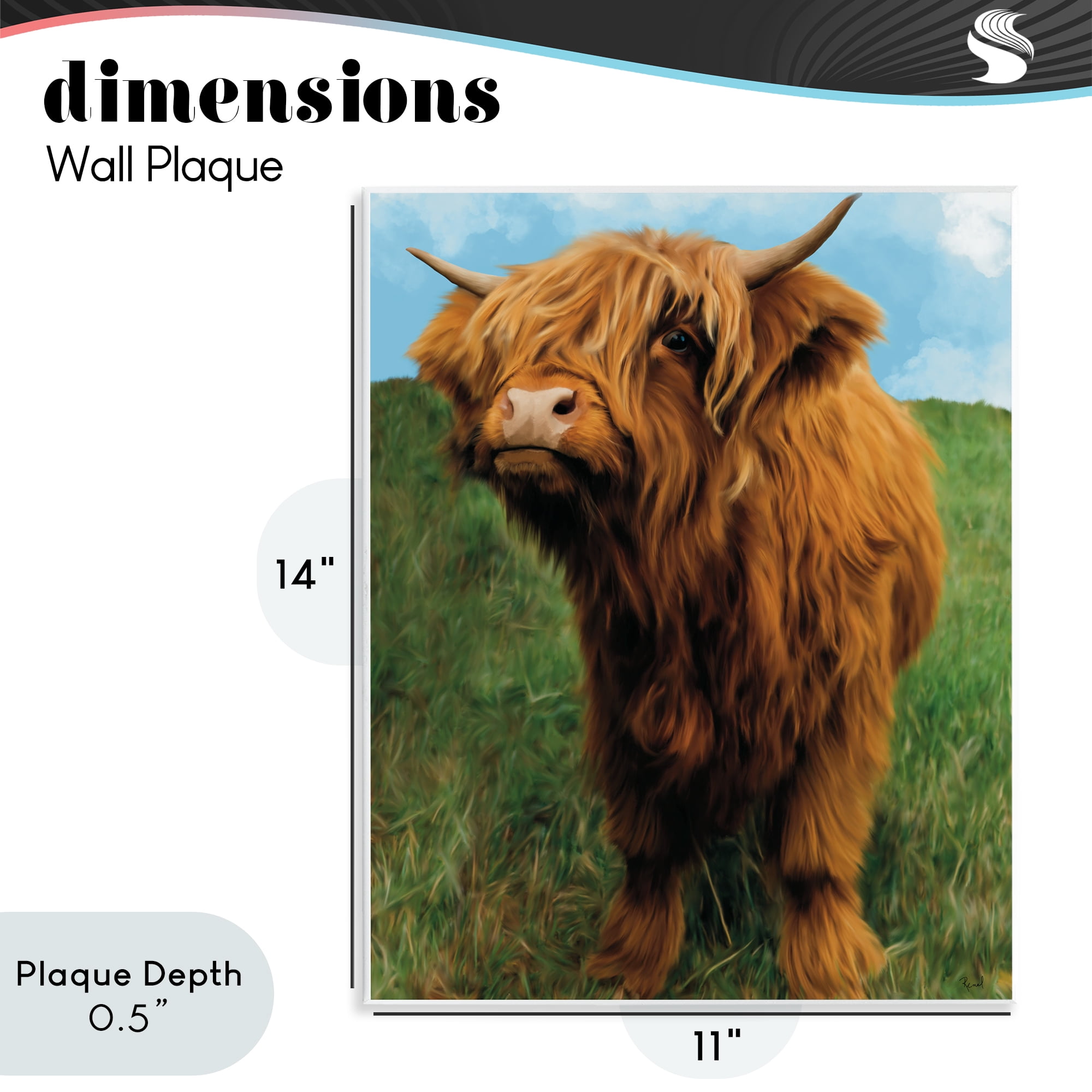 Stupell Industries Mini Highland Cow Calf Wall Plaque Art, design by Renel Peters
