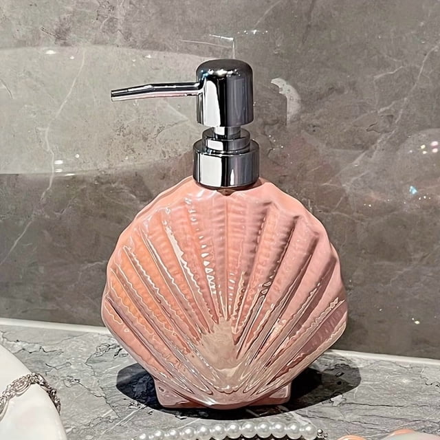 Creativa botella de loción de cerámica con concha brillante nacarada for cocina y baño, práctica y estética esencial for el hogar