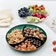 thumbnail image 1 of Bandeja de 3 compartimentos para frutas y aperitivos - bandeja de plástico de 10x10 pulgadas con patas antideslizantes, blanco y verde, para mesa de centro, fiestas y salón, 1 of 6