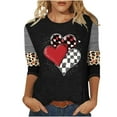 thumbnail image 2 of Valentines Tshirt Women, Leopard Print Heart Tshirt, Ladies 3/4 Sleeve Tops Women Valentine's Day Love Festival Leisure Print Shirt Casual Round Neck Three Quarter Sleeve T-Shirt Top, 2 of 4