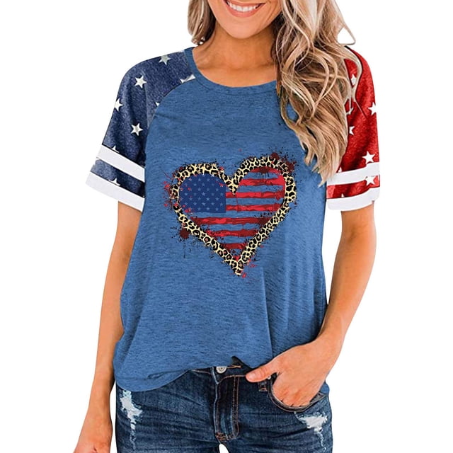 Top Plisado Gradiente de las Mujeres, Cuello de la Tripulación Manga Corta Blusa Suelta para el Hogar Y el Uso Diario, Ligera Túnica de Moda Casual