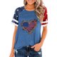 thumbnail image 1 of Top Plisado Gradiente de las Mujeres, Cuello de la Tripulación Manga Corta Blusa Suelta para el Hogar Y el Uso Diario, Ligera Túnica de Moda Casual, 1 of 2