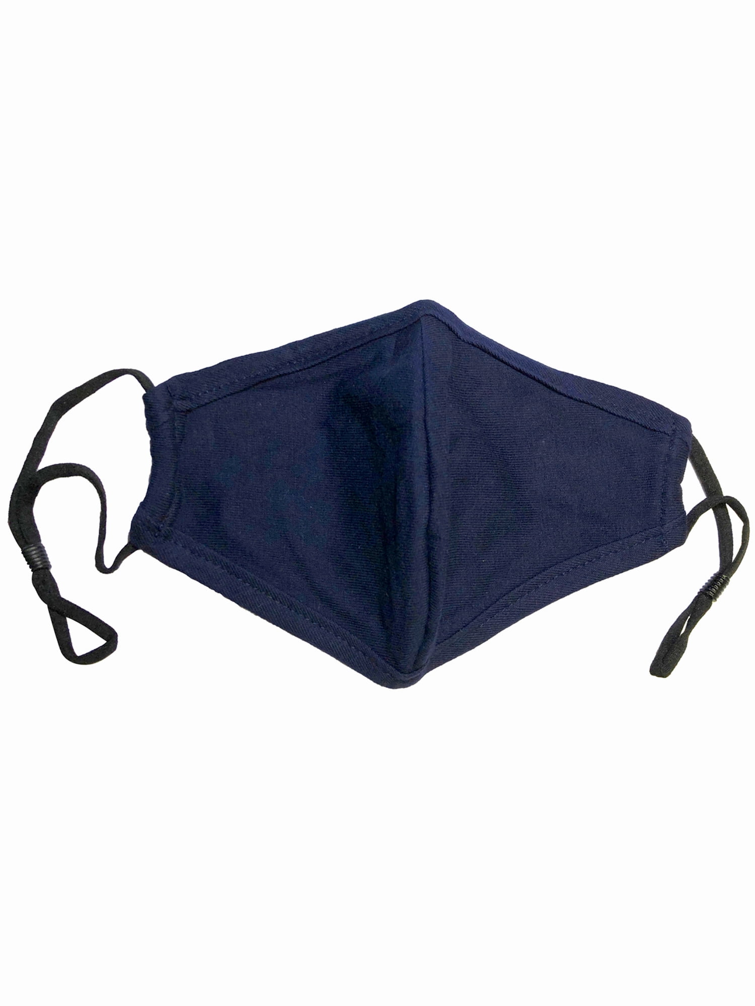 Dscover Adult Navy Face Masks Cotton Cloth With Adjustable Ear Loops And Nose Clip- 5 Pack