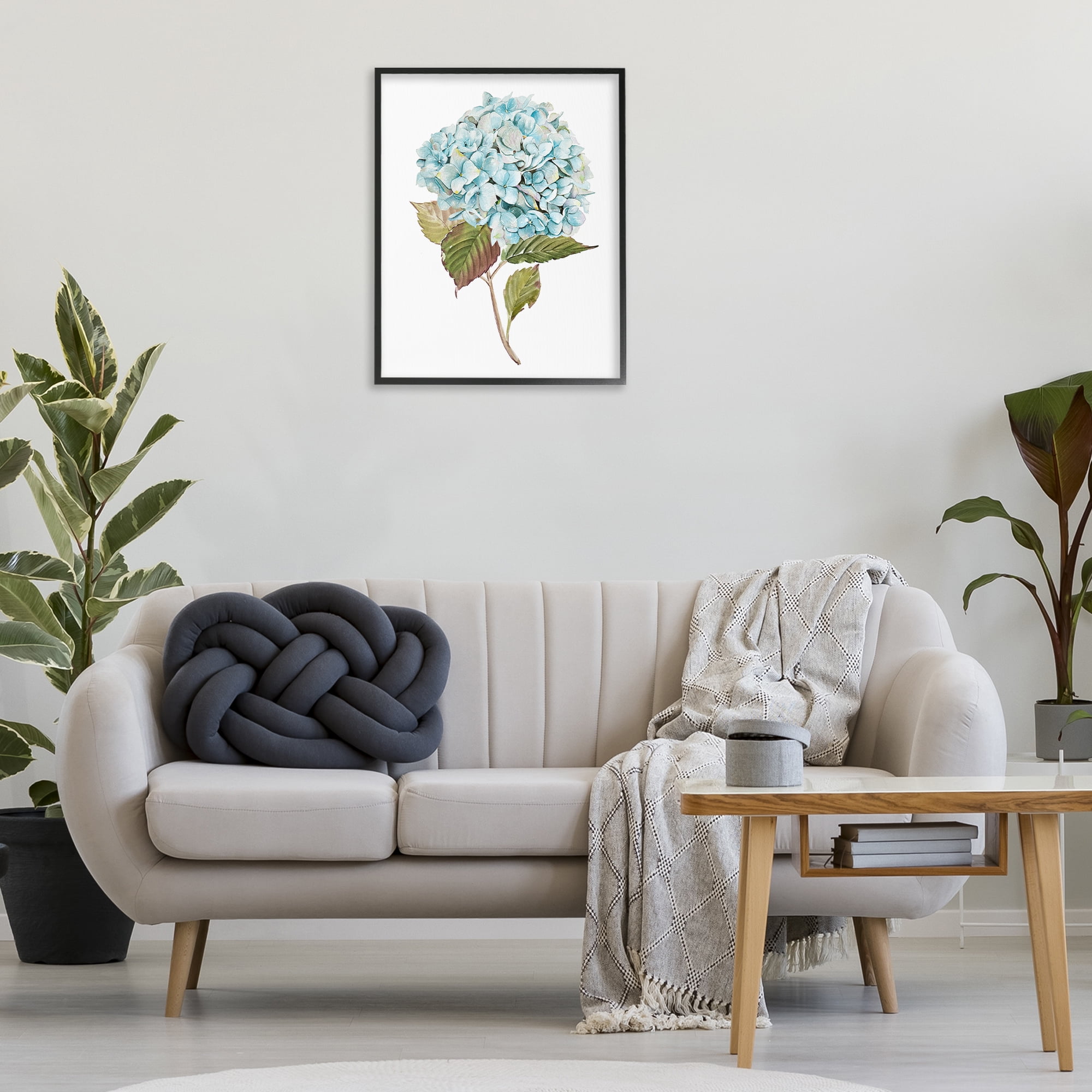 Stupell Industries Simple Hydrangea Bud Botanical & Floral Painting Black Framed Art Print Wall Art, 24 x 30