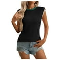 thumbnail image 2 of Ovbmpzd Tank Top Women Knit Black Cap Cotton Shirts Sleeveless Spring Summer Crew Neck Camisole Women Going Out Tops L, 2 of 7