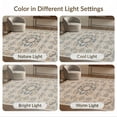 thumbnail image 7 of ODIKA 9'x12' Blue Beige Geometric Medallion Design Washable Area Rug Intricate Symmetrical Pattern with Border Details for Great Room, Indoor Concept, Large Living Low Pile, Flatwoven, 7 of 7