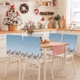 thumbnail image 2 of Christmas Snowman Chair Covers Set of 4 Snowflake Squirrel Cat Xmas Tree Blue Chair Back Covers Stretch Removable Washable Slipcovers Protector for Dining Room Kitchen Party Decor, 2 of 5
