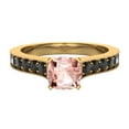 thumbnail image 4 of Pink Morganite Engagement Ring for Women Cushion Cut Morganite Black Diamond Ring 1.10 Carat 14K Gold, 4 of 5