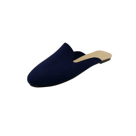 

Gomelly Ladies Slides Comfort Clogs Slip On Mules Fashion Flats Women Womens Slide Slippers Blue 5.5