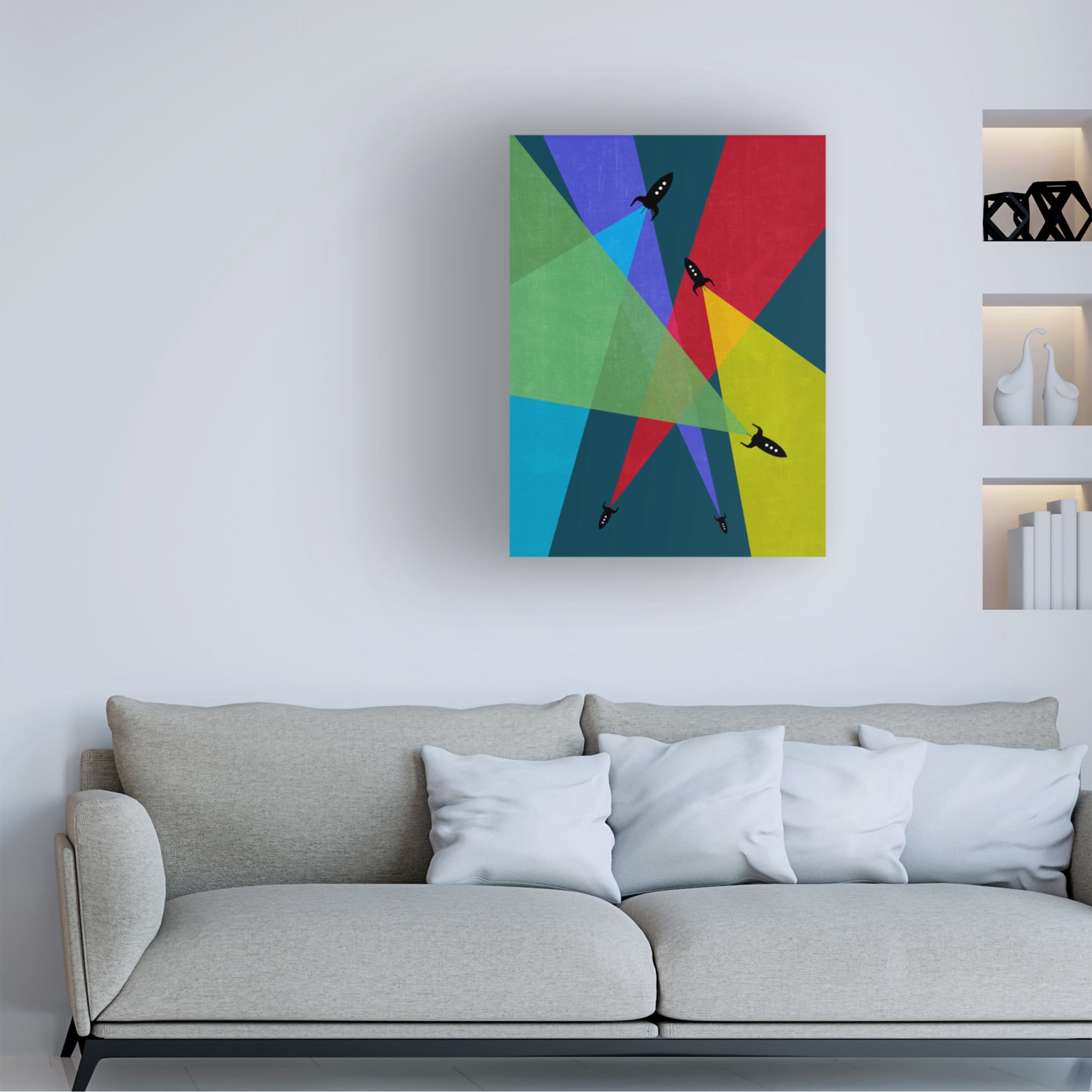Canvas Wall Art - Tom Quartermaine 'Rainbow Rocket Abstract 2' Wall Art for Living Room, Bedroom, or Office Décor by Trademark Fine Art - 35 x 47 Inches
