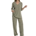 thumbnail image 5 of MecTo Women Pajamas Sets, Lady Long Sleeves Wide-Leg Pant with Pockets PJ, Green, 2 piece, Size M, 5 of 11