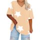 thumbnail image 1 of Camisetas de Verano de las Mujeres de Manga Corta con Cuello en V de Gran Tamaño Camiseta Deportiva Sólida, Base Cómoda Casual, 1 of 4