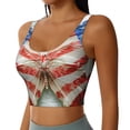 thumbnail image 2 of Balery Patriotic Butterfly Floral Sujetadores deportivos con espalda cruzada para mujer, acolchados, sin costuras, de alto impacto, ideales para yoga, gimnasio, entrenamiento y fitness.-XX-Large, 2 of 8