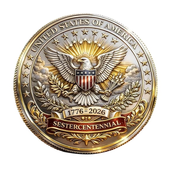USA 250th Commemorative Ornament, 1776-2026 Commemorative Souvenir, Premium Collectible Medallion with Patriotic Design, for Collection, Display & Gifting