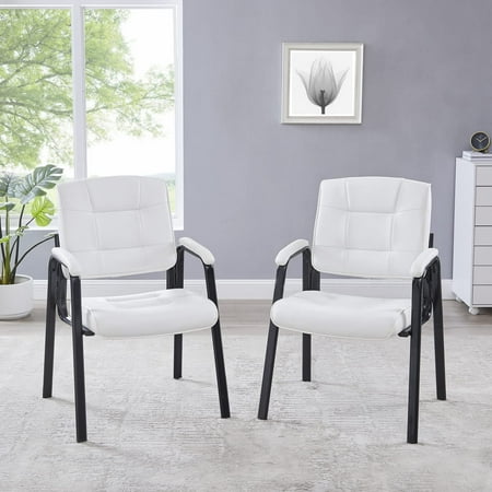 Mindy Guest Office Chair Set of 2  Waiting Room Chairs  Heavy Duty Leather Executive Chairs  Comfortable Lobby Reception Chairs with Padded Arm Rest by Naomi Home