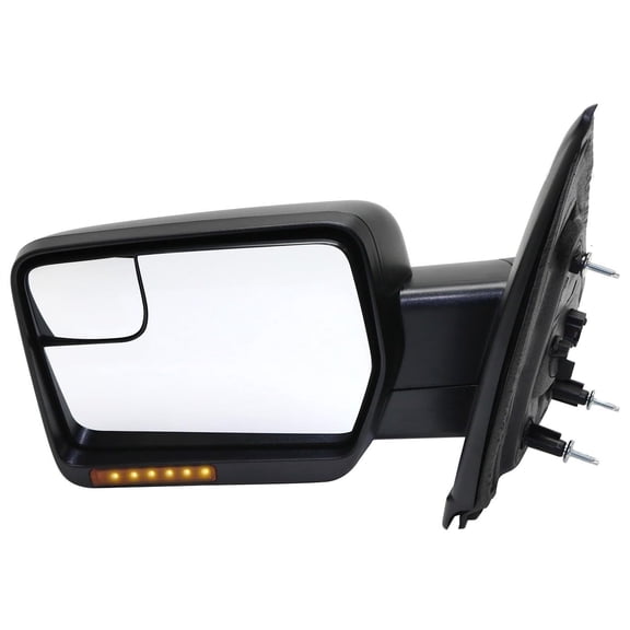 Suitable for Driver Side Power Heated Mirror for Ford F-150 (2011-2014) - Manual Fold with Signal Light & Spotter Glass, Textured Finish