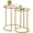 Mustard Gold, variant on WSWJY Round Nesting Side Table Stacking Coffee Table, Set of 2 Circular End Tables w/Metal Frame & Tempered Glass Top & Protective Foot Pads for Small Space Living Room Office, Mustard Gold