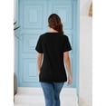 thumbnail image 4 of SHIBEVER Women Short Sleeve Tops Summer T Shirts Casual Loose Fit Tunic Tops Cute Side Slit Top Comfortable Crewneck Tops Black 3XL, 4 of 8
