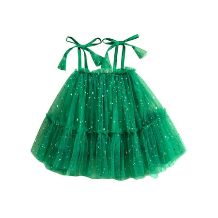 

Bagilaanoe Toddler Baby Girl Dress Sequins Ruffle Sleeveless Tie-Up Ruffle A-line Princess Dresses 6M 12M 18M 24M 3T 4T Kid Tulle Dress for Party