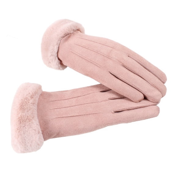 PTOOTP 1 Pair Ski Gloves in Pink Soft Touch Screen Compatible Windproof for Girls