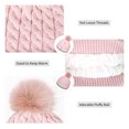 thumbnail image 3 of Vbiger Kids Warm Knit Hat, Scarf & Glove Set, Pink 3-Piece Winter Set, Beanie Cap Circle Scarf and Gloves with Knitted Textile for Children Boys Girls, 3 of 8