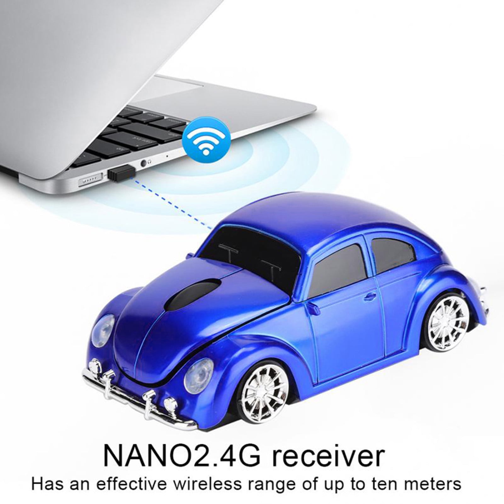 Deyuer Wireless Mouse Ergonomic Comfortable to Use Car Shape Wireless Gaming Mouse Receiver for PC Laptop,Red