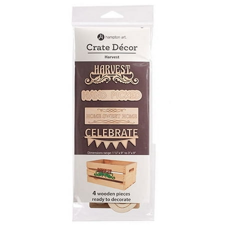 Hampton Art Brown Wood Crate Décor Harvest, 4 Pieces
