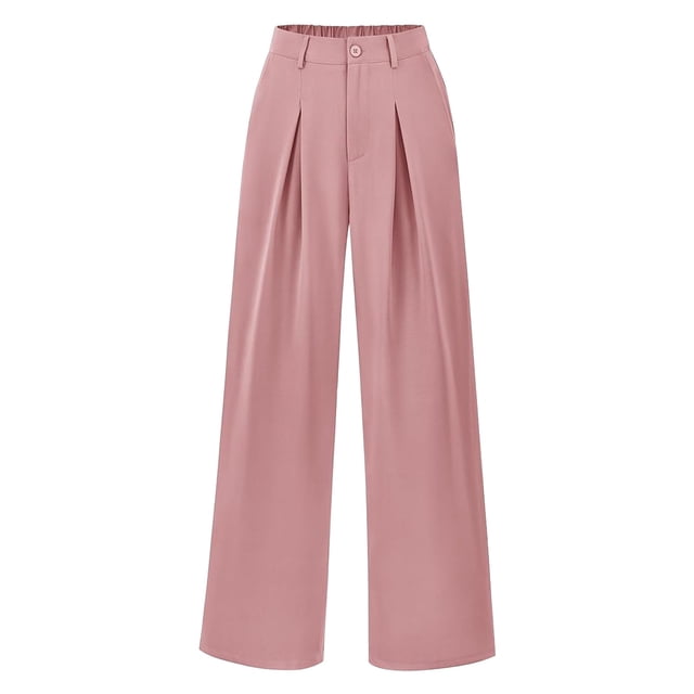 YFELWZ Women's Plus Size Spring Fall Work Commuting Business Temperament Relaxed Casual Dress Suit Pants Pink L