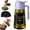 Purple, variant on CXINYI 16 oz Glass Olive Oil Dispenser for Kitchen, 2 in 1 Oil Sprayer Bottle for Cooking, Salad, BBQ and Frying,with 8 Waterproof Stickers,Black lid
