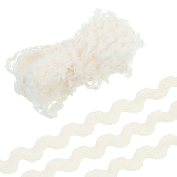 Uxcell 29.5 Yard Beige Rick Rack Trim 0.2'' Wave Bending Fringe Trim Lace Ribbon for Sewing DIY Crafts Clothes Gift