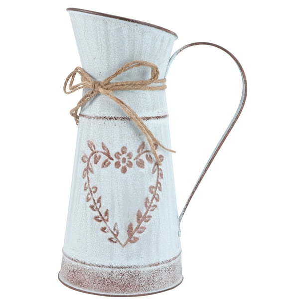 Vase Metal Flower Bucket Can Jug Vintage Decorative Pitcher Rustic