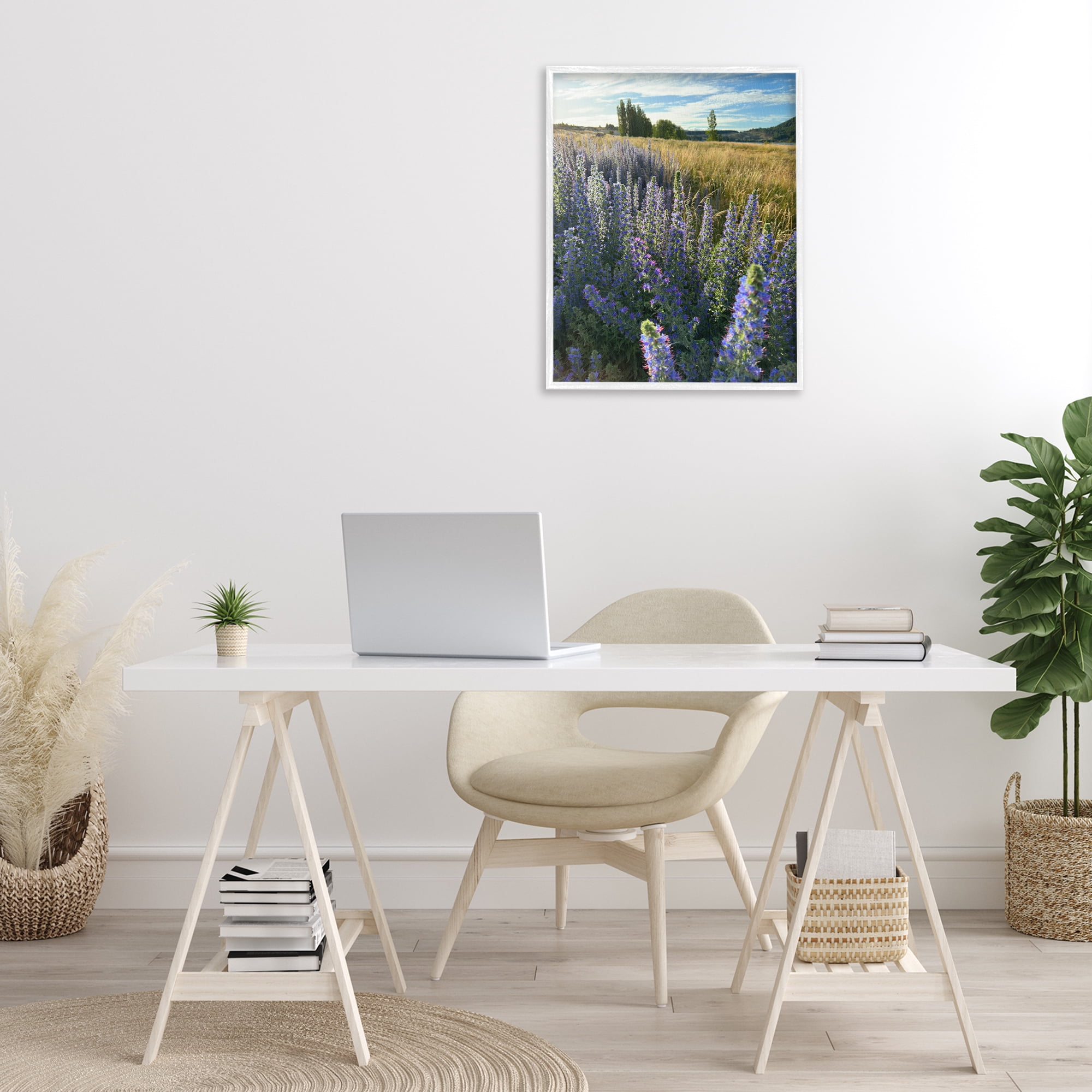 Stupell Industries Lavender Fields Landscape Landscape Photography White Framed Art Print Wall Art, 24 x 30