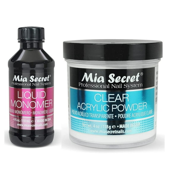Mia Secret Liquid Monomer 4 oz and CLEAR Powder 4 oz
