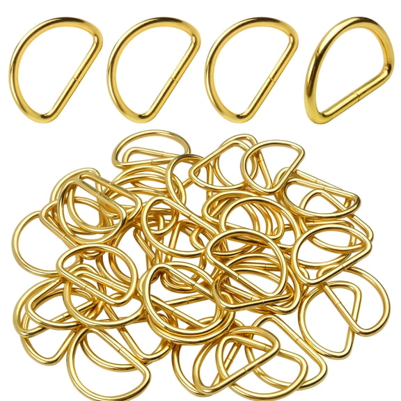 BronaGrand 50 Pieces 1inch Gold Metal D Ring Semi-Circular D Ring for Hardware Bags Ring Hand DIY Accessories